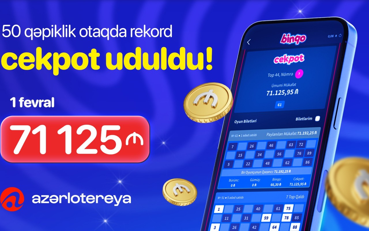 “Azərlotereya”nın “Binqo” oyununda rekord cekpot qazanılıb